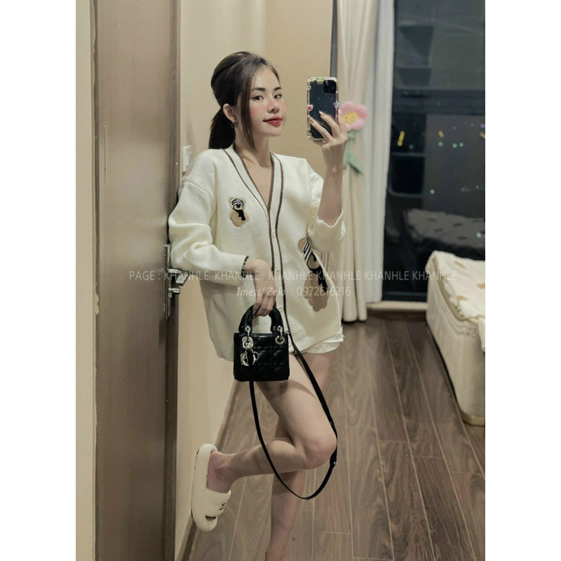 Áo Cardigan Len Phối Hình Gấu Chất Liệu Siêu Đẹp Hot Hit