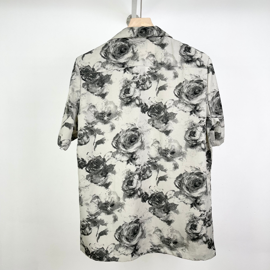 Áo sơ mi TOPGU họa tiết Rose, Cubanshirt vải lụa thoáng mát.