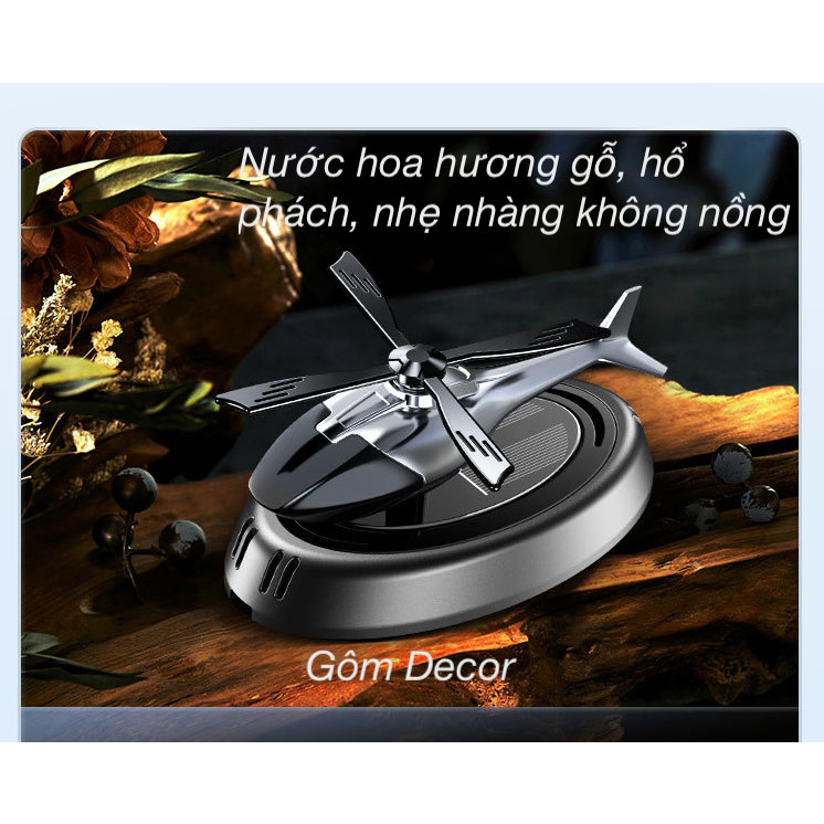 Nước hoa năng lượng mặt trời hình máy bay trực thăng gắn taplo ô tô, khuyếch tán hương thơm