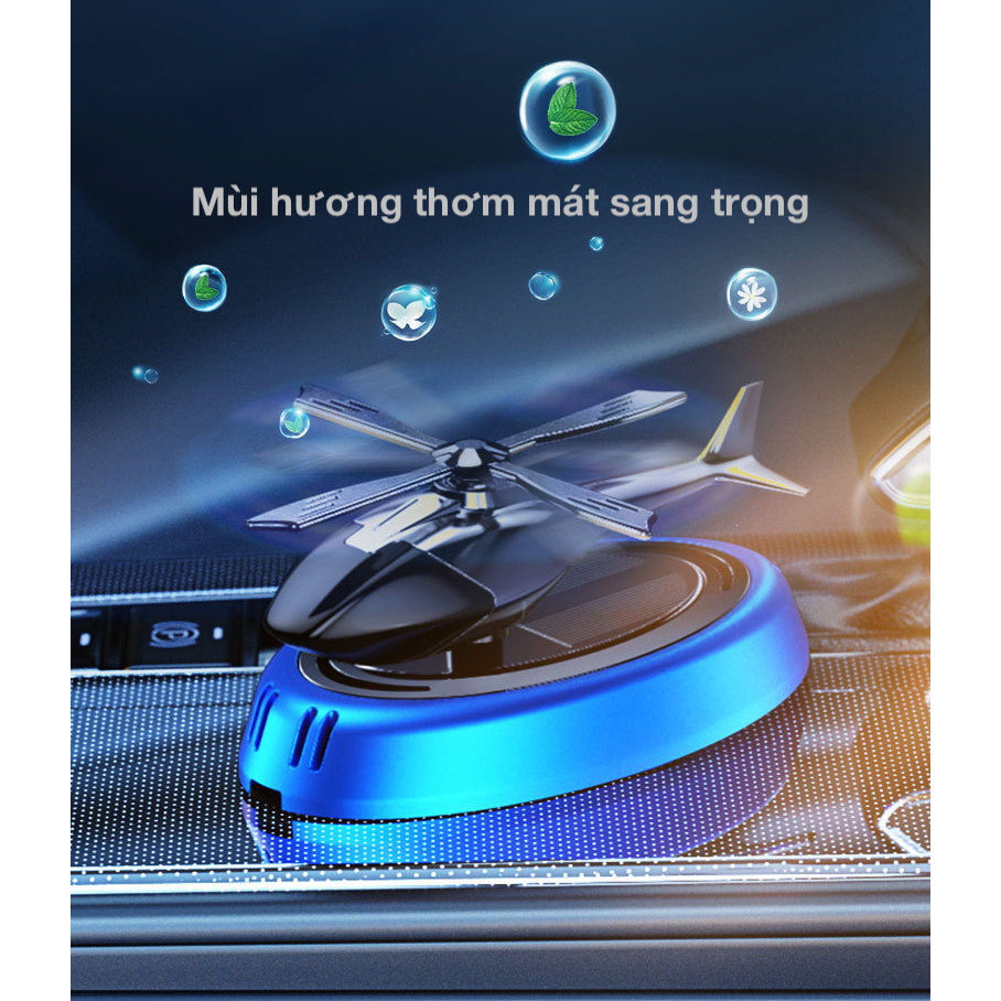 Nước hoa năng lượng mặt trời hình máy bay trực thăng gắn taplo ô tô, khuyếch tán hương thơm