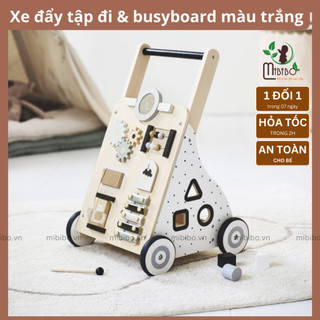 Xe đẩy tập đi kiêm bảng bận rộn Mibibo.vn, busy board, đồ chơi thông minh bầng gỗ cho bé