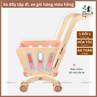 Xe tập đi, xe đẩy siêu thị, xe chở hàng bằng gỗ, đồ chơi mô phỏng nhà bếp dành cho bé