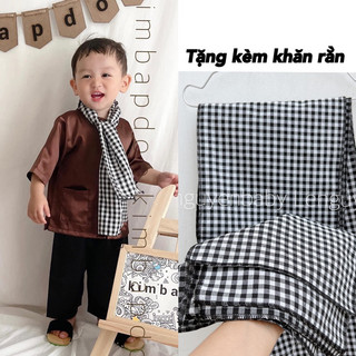 Sét đồ bà ba nâu quần đen + khăn cho bé - Chất vải mềm mại cho bé