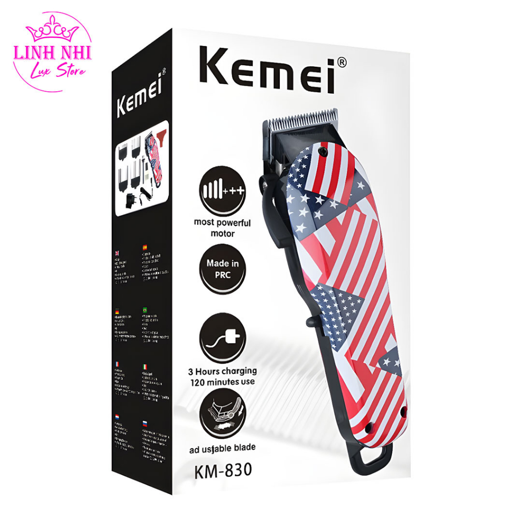 Tông đơ cắt tóc cao cấp KEMEI KM-830 | Tăng đơ dùng cho SALON, Thợ chuyên nghiệp - Linh Nhi Lux Store