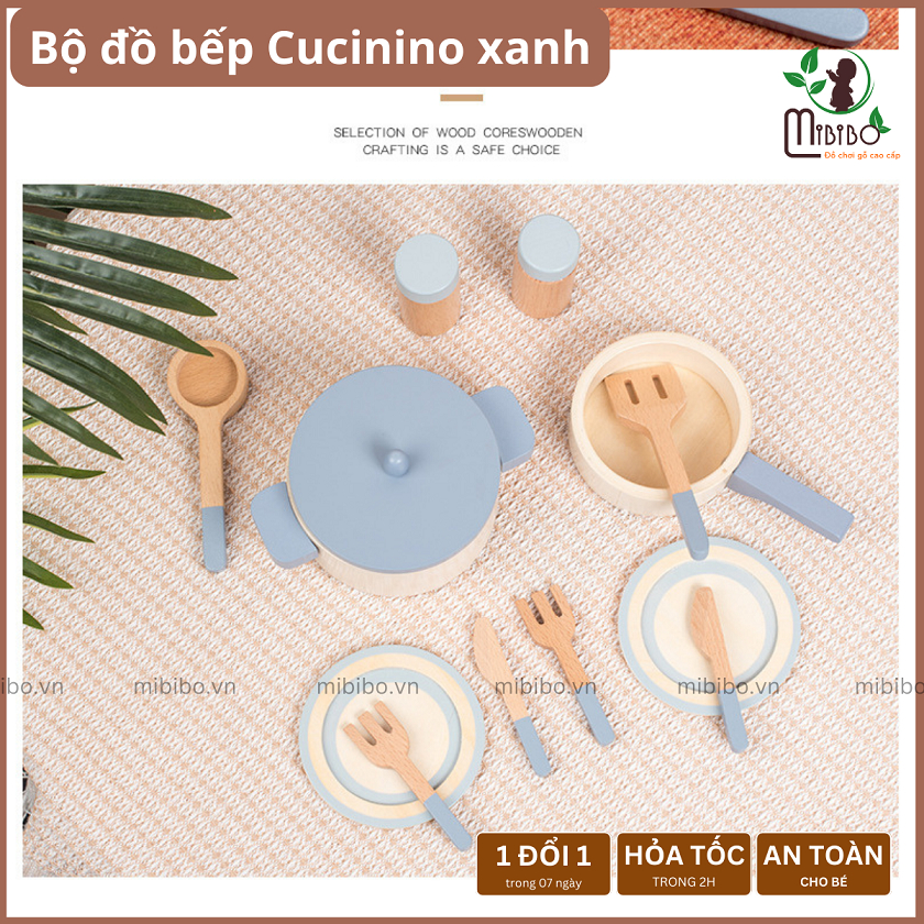 Bộ đồ chơi nấu ăn, nhà bếp bằng gỗ hãng Cucinino, đồ chơi thông minh cho bé từ 2 tuổi