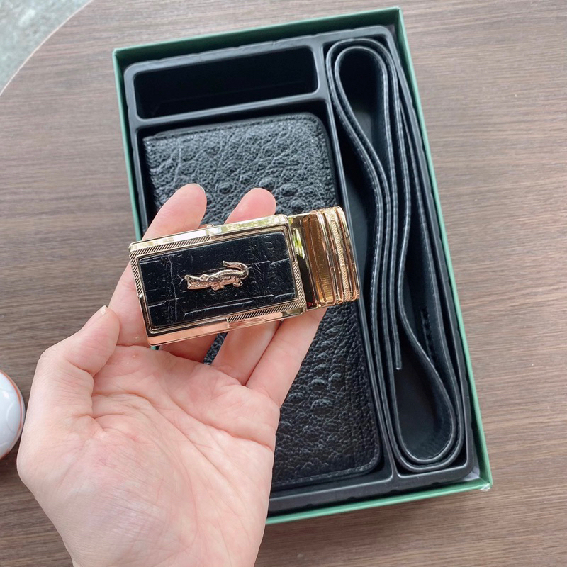 Ví nam cầm tay vân cá sấu cao cấp TẶNG KÈM thắt lưng nam SLC003, set dây nịt và bóp nam thời trang, dây lưng nam đẹp