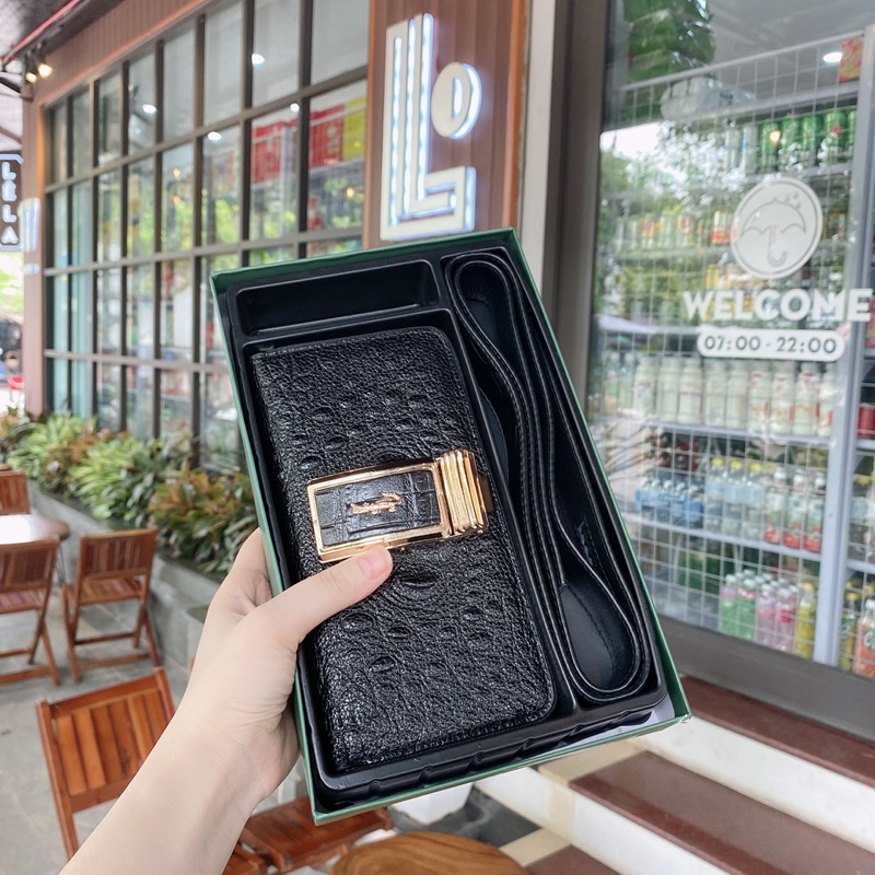 Ví nam cầm tay vân cá sấu cao cấp TẶNG KÈM thắt lưng nam SLC003, set dây nịt và bóp nam thời trang, dây lưng nam đẹp