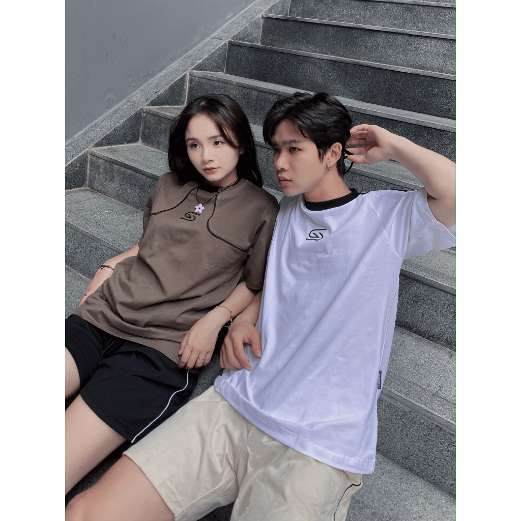 Quần Short Unisex SAIGONESE Cotton Quần Đùi Phối Viền Nam Nữ / Đen