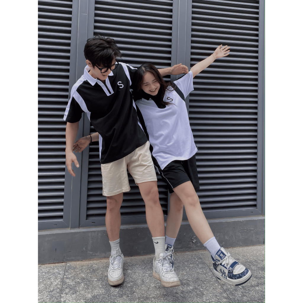 Quần Short Unisex SAIGONESE Cotton Quần Đùi Phối Viền Nam Nữ / Đen