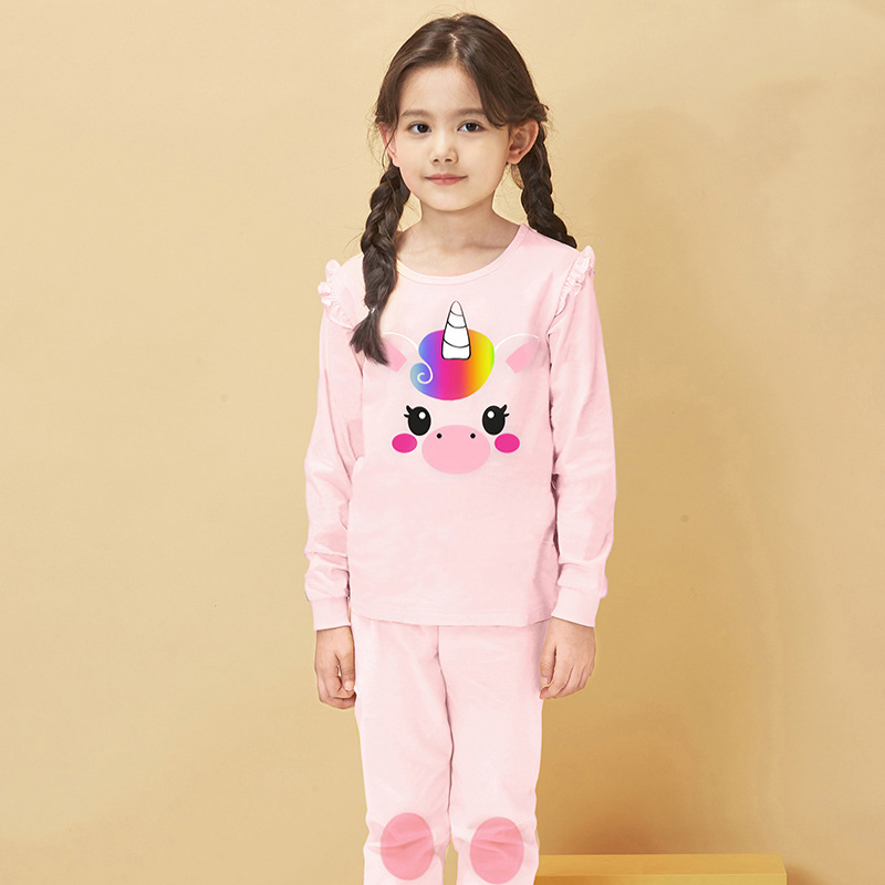 Đồ bộ quần áo ngủ dài tay dáng rộng cotton mùa thu đông bé trai, bé gái Unifriend Hàn Quốc U2022-20. Size đại trẻ em