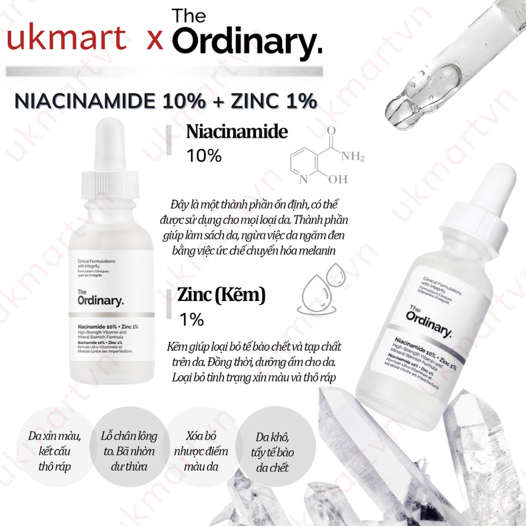 Tinh chất The Ordinary Niacinamide 10% + Zinc 1% Full Size 30ml