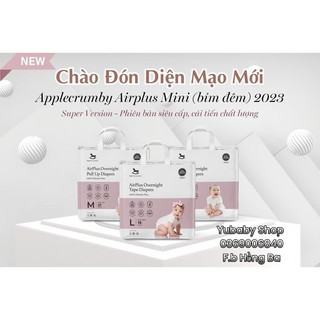 ( MẪU MỚI) Bỉm dán/quần Applecrumby Airplus Overnight  cao cấp  NB20/S23/M21/L19/M21/L19/XL15/XXL13
