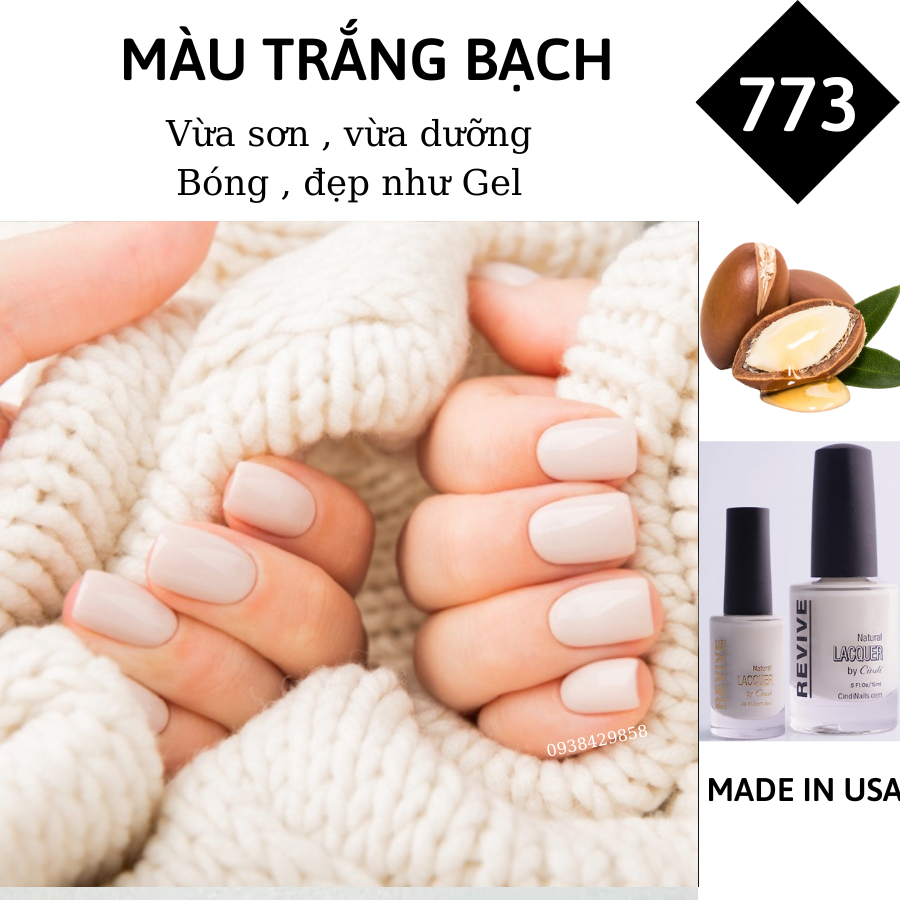 Sơn móng tay Organics Naturals Revive Chính Hãng Mỹ USA - Màu Trắng Bạch Sữa mã 773