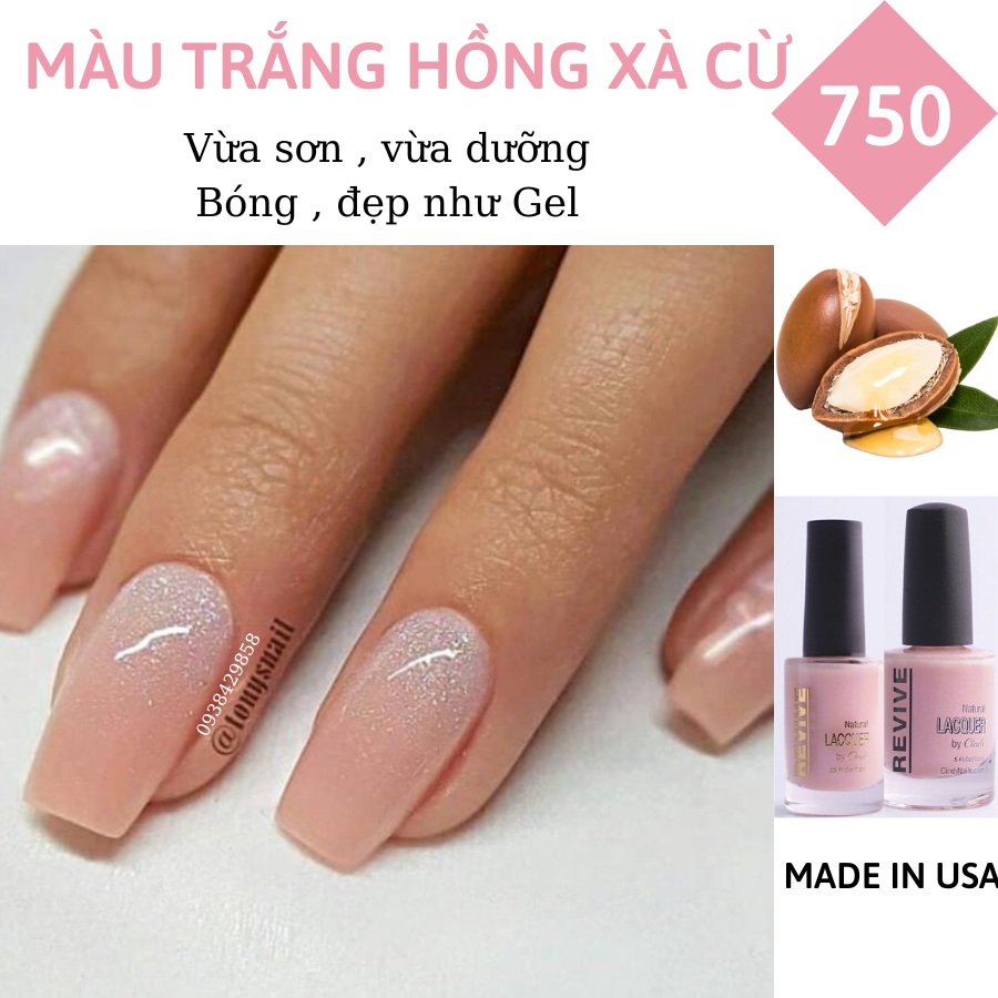 Sơn móng tay Organics Naturals Revive Chính Hãng Mỹ USA - Màu Trắng Hồng Xà Cừ mã 750