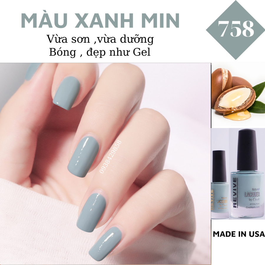 Sơn móng tay Organics Naturals Revive Chính Hãng Mỹ USA - Màu Xanh Min Nhạt mã 758