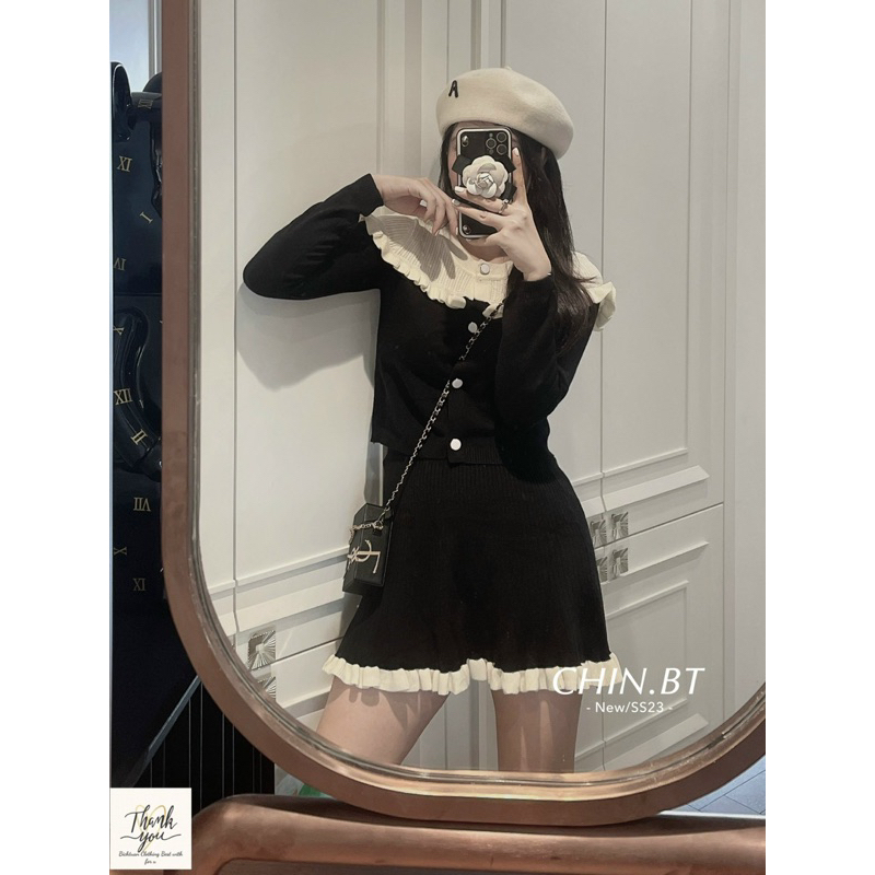 Set Áo Váy Len Bèo Tiểu Thư QC L1