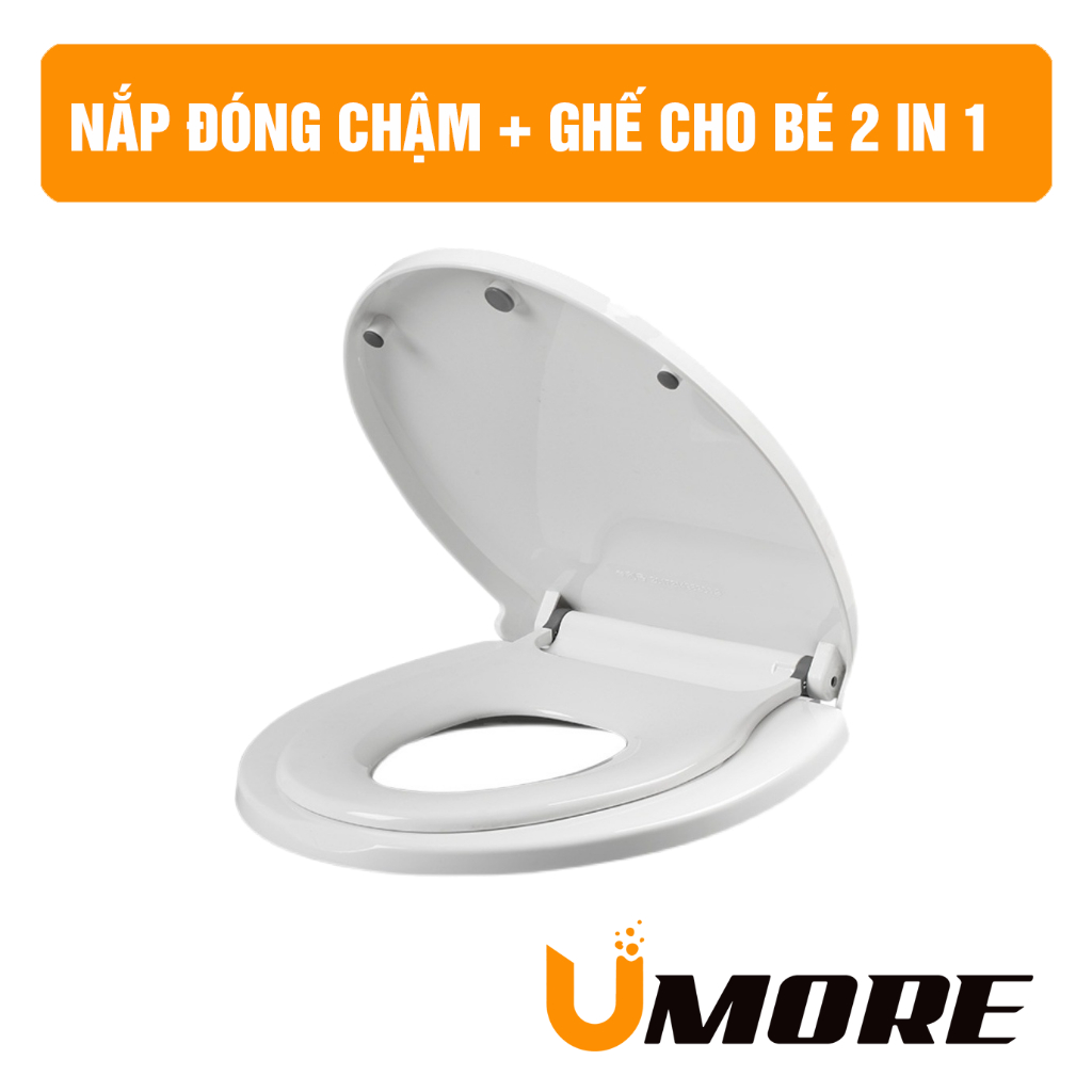 Bệ Ngồi Bồn Cầu 2 in 1 UMORE - Nắp Bồn Cầu Rơi Êm Kết Hợp Ghế Em Bé
