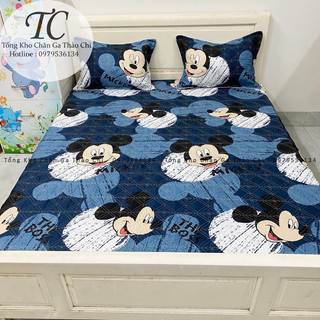 Bộ Ga Trần Bông + 2 Vỏ Gối Trần Bông Cotton Poly Dày Dặn