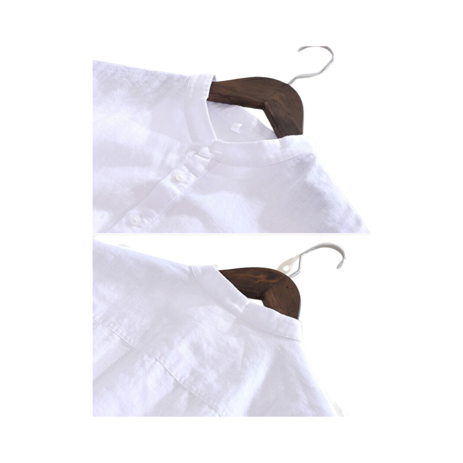 Áo Sơ Mi Đũi Nam Tay Ngắn Cổ Tròn 5 Màu, Vải Đũi Xước Dày Dặn Thấm Hút Tốt SƠ MI ĐŨI NGẮN TAY