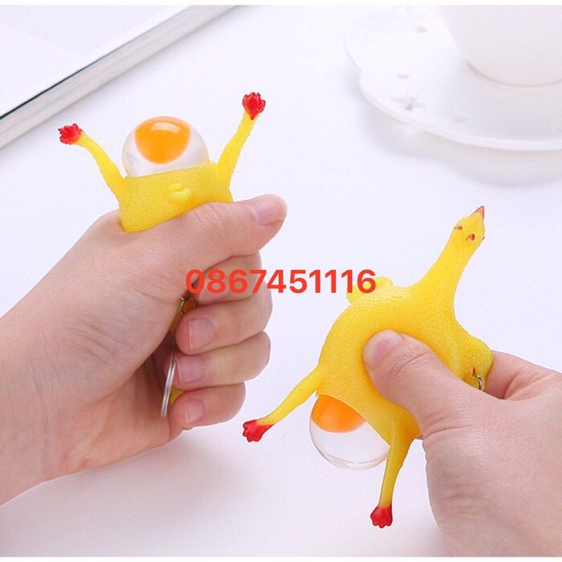 Móc Chìa Khóa Gà Đẻ Trứng Thú Vị - Bóp Tay Bộ Sản Phẩm Đồ Bóp Giảm Stress - Hàng Có Sẵn