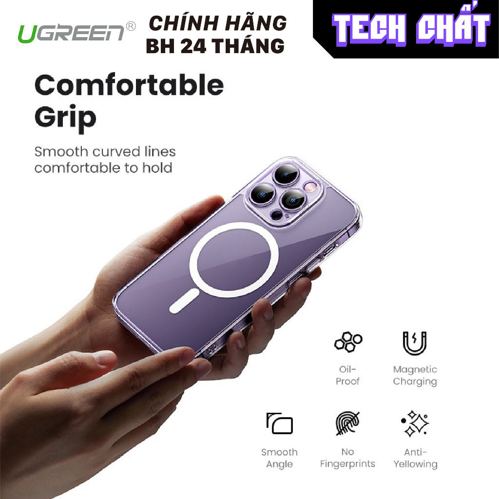 Ốp lưng Ugreen chính hãng chống Sock hỗ trợ sạc từ tính hít nam châm cho iphone full box x xs xs max 11 12 13 14 pro max