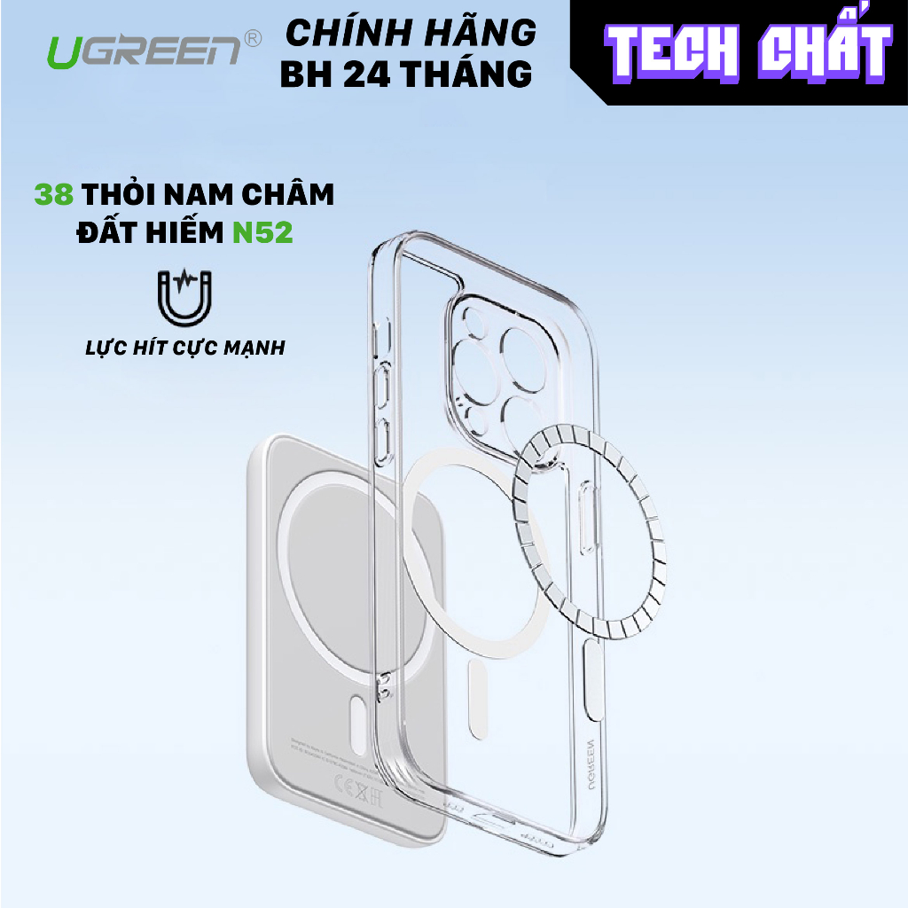 Ốp lưng Ugreen chính hãng chống Sock hỗ trợ sạc từ tính hít nam châm cho iphone full box x xs xs max 11 12 13 14 pro max