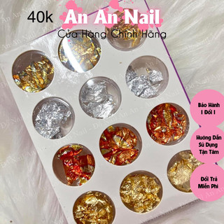 Giấy bạc nail , giấy nhún nail vàng bạc 12 hũ trang trí móng, ẩn gel, ẩn bột, vân đá