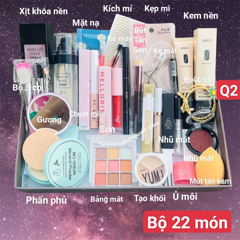 Sản Phẩm Gồm Phấn Phủ,Xịt Khóa Nền,Kem Nền,Kem Chống Nắng,Kẻ Mắt,Kẻ Mày,Kẹp Mi...