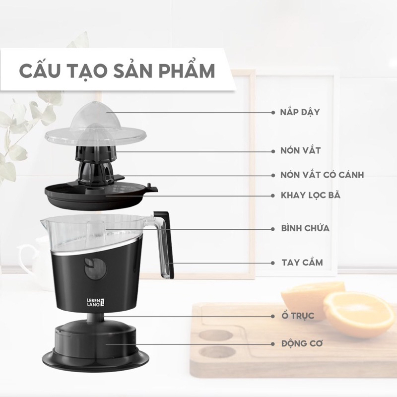 MÁY VẮT CAM LEBENLANG LBL3386 DUNG TÍCH 800ML