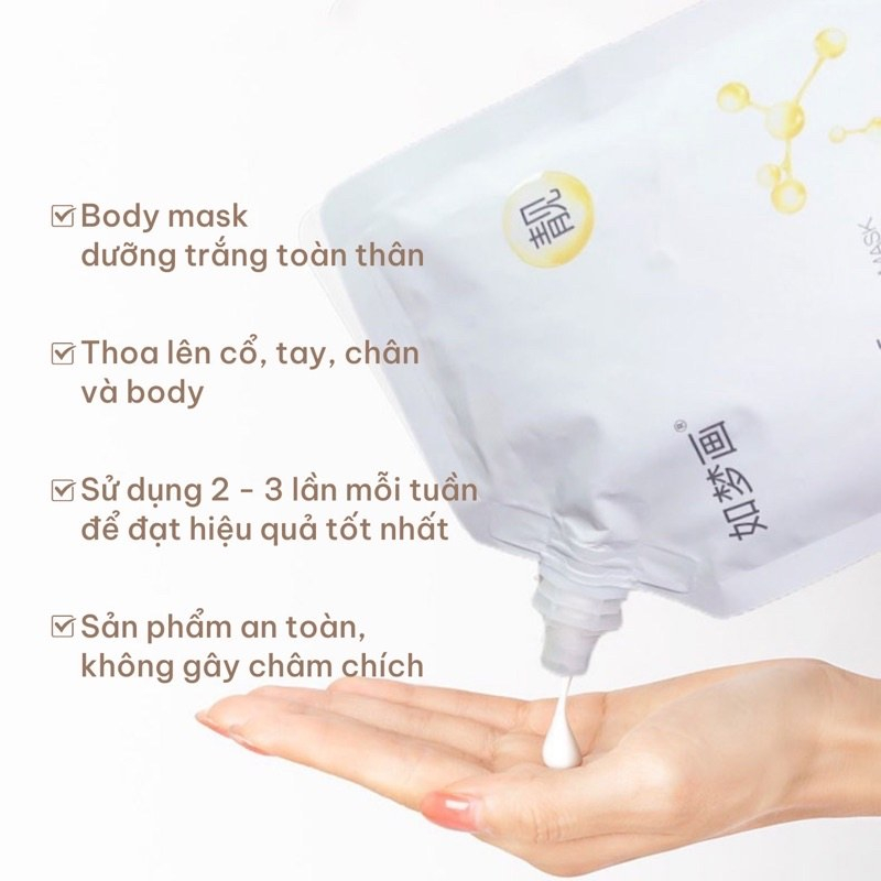 Ủ Trắng Body Hunmui Cho Làn Da Cơ Thể Trắng Bật Tone, Mềm Mịn Trắng Da