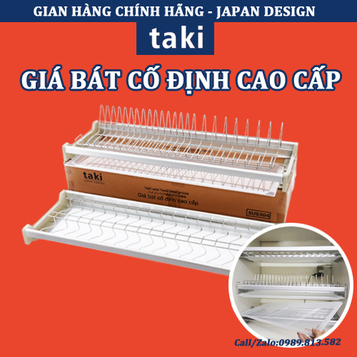 Giá Bát Cố Định TAKI Khung Nhôm 2 Tầng INOX Không Gỉ 304 Cao Cấp - Bảo Hành Vĩnh Viễn - Có Thợ Lắp