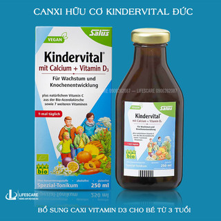 Canxi hữu cơ Kindervital Đức bổ sung canxi vitamin D3 cho bé từ 3 tuổi, 250ml