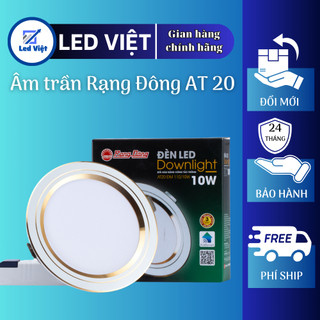  Đèn led âm trần Rạng Đông  AT20 7w 9w 12w đèn downlight 3 mầu viền vàng viền bạc phi 90 110 
