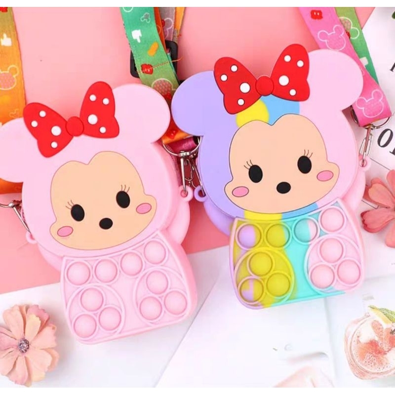 Túi đeo chéo popit cho bé gái họa tiết hoạt hình dễ thương