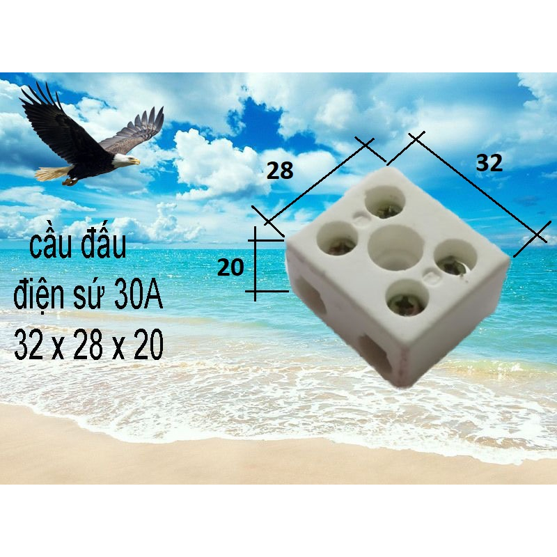 cầu đấu điện sứ 30A 5 lỗ 32x28x20 , domino ,thiết bị điện gia dụng, linh kiện điện chịu nhiệt độ cao