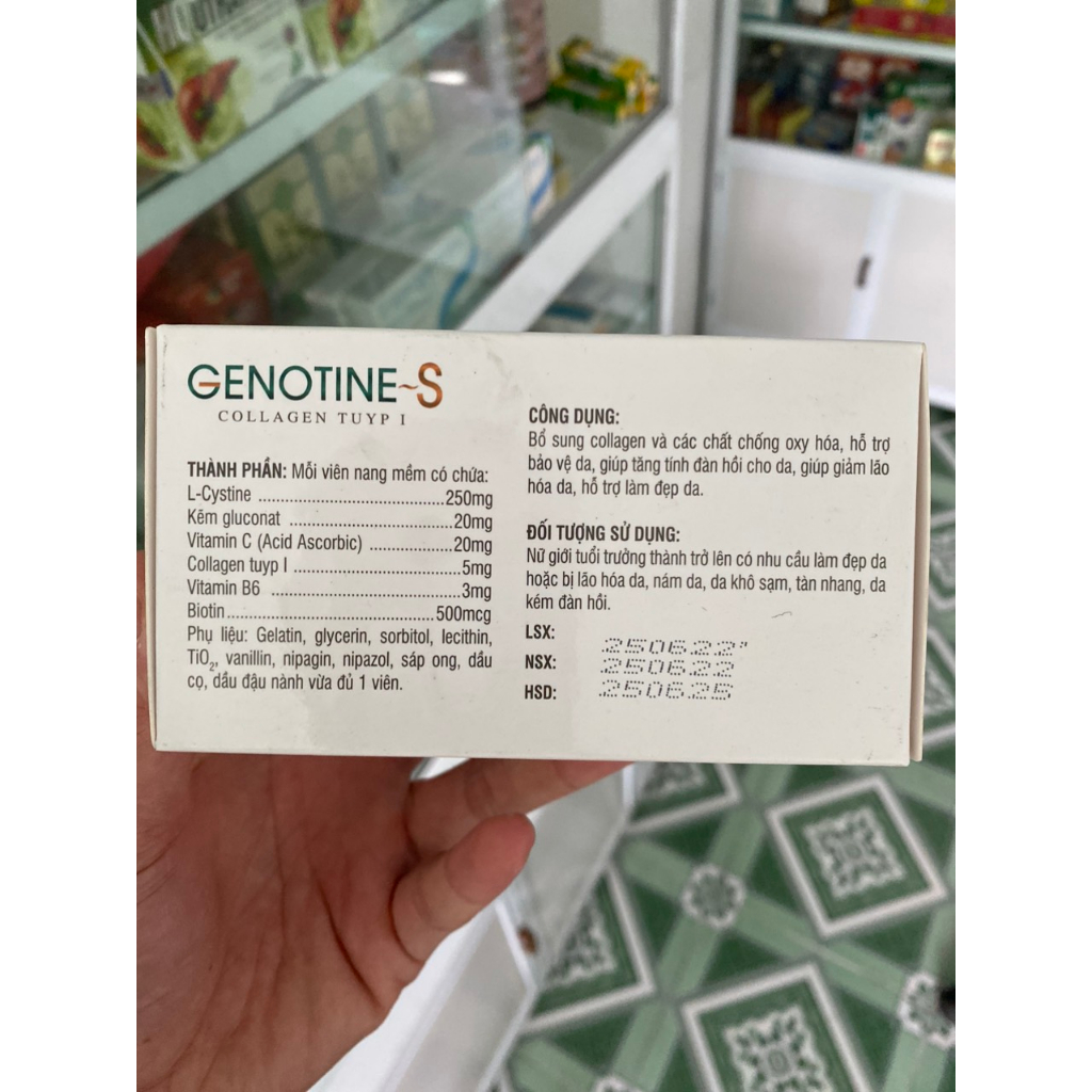 Viên uống đẹp da đẹp tóc GENOTINE-S bổ sung Collagen - Hàng chính hãng. HỘP 60 Viên