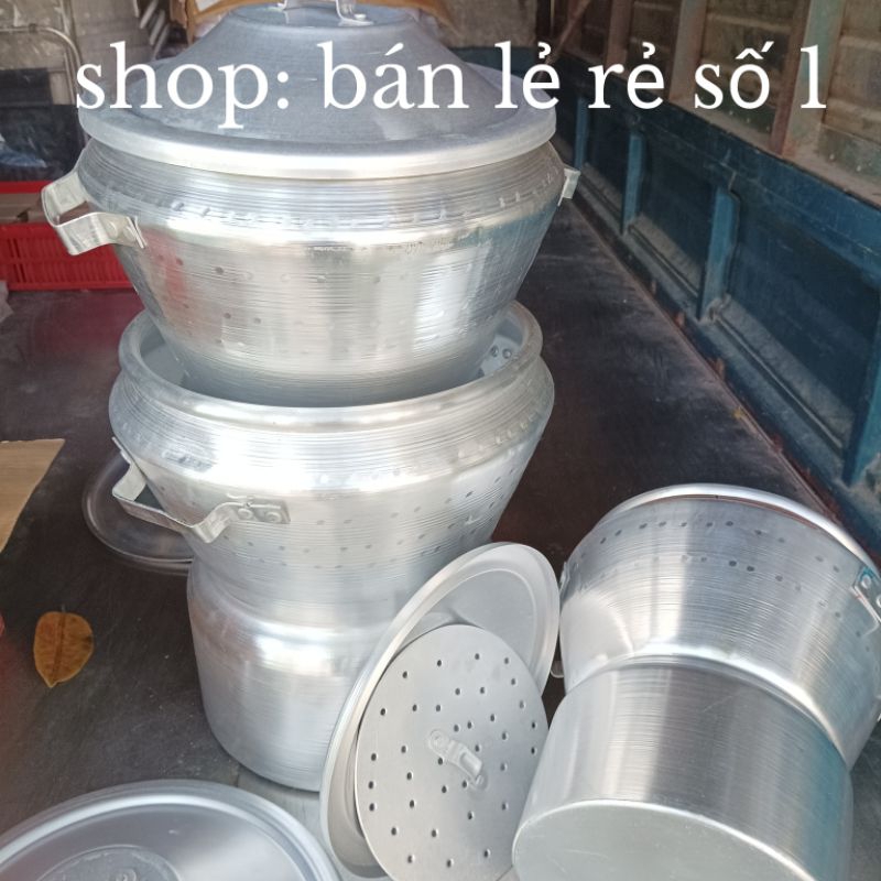 Chõ đồ xôi liền thân nhôm gò tinh khiết, nồi hấp đa năng, chõ xôi dày dặn loại 3, 6, 8 kg gạo