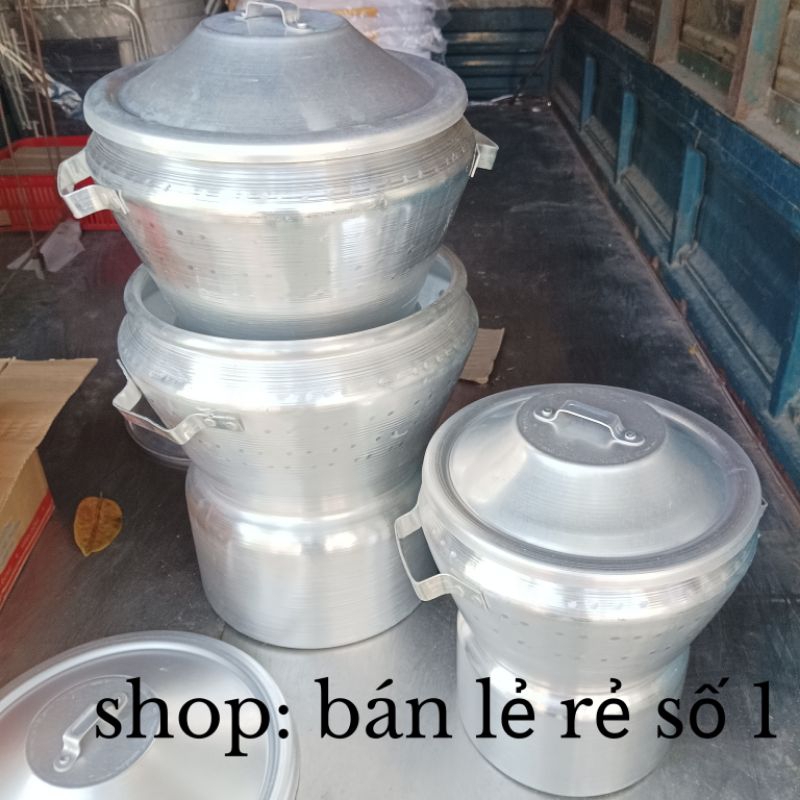 Chõ đồ xôi liền thân nhôm gò tinh khiết, nồi hấp đa năng, chõ xôi dày dặn loại 3, 6, 8 kg gạo