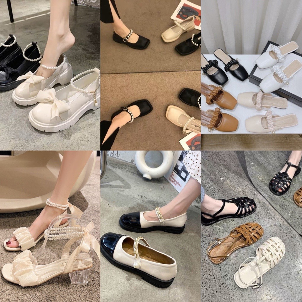 Giày búp bê nữ mũi tròn đế 5 phân phong cách Hàn Quốc