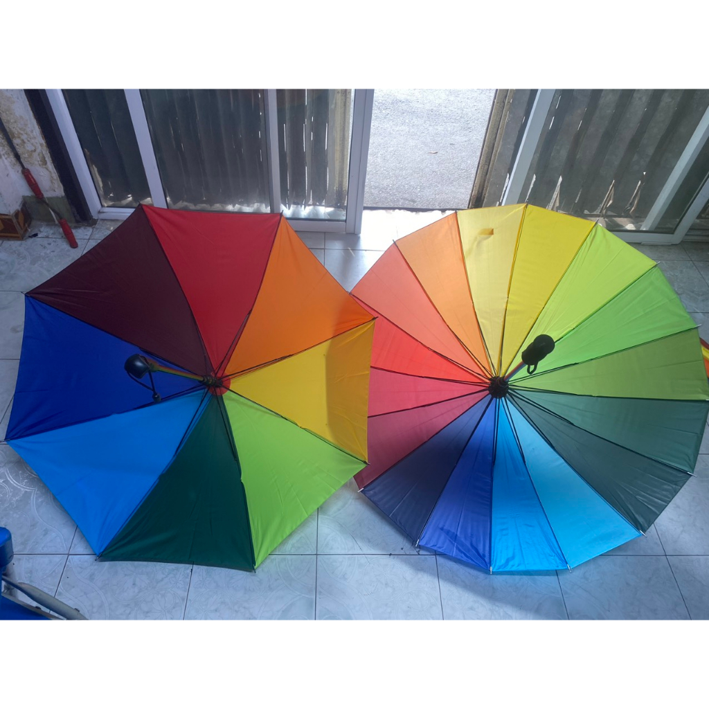 Ô DÙ CẦU VỒNG 7 MÀU, Ô DÙ TRANG TRÍ NHIỀU MÀU, dù 7 màu loại lớn 8 hoặc 16 nan mix