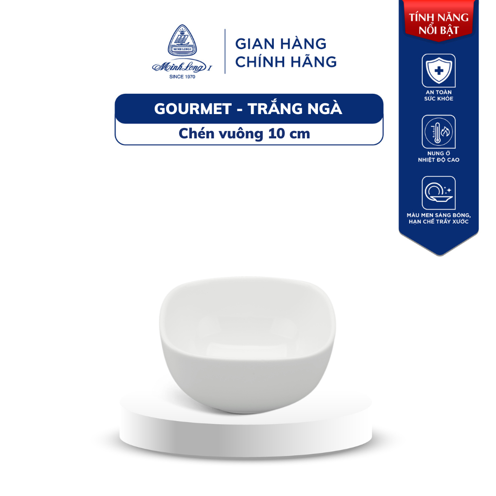 Chén Vuông Sứ Cao Cấp Minh Long 10 cm - GOURMET- Trắng Ngà