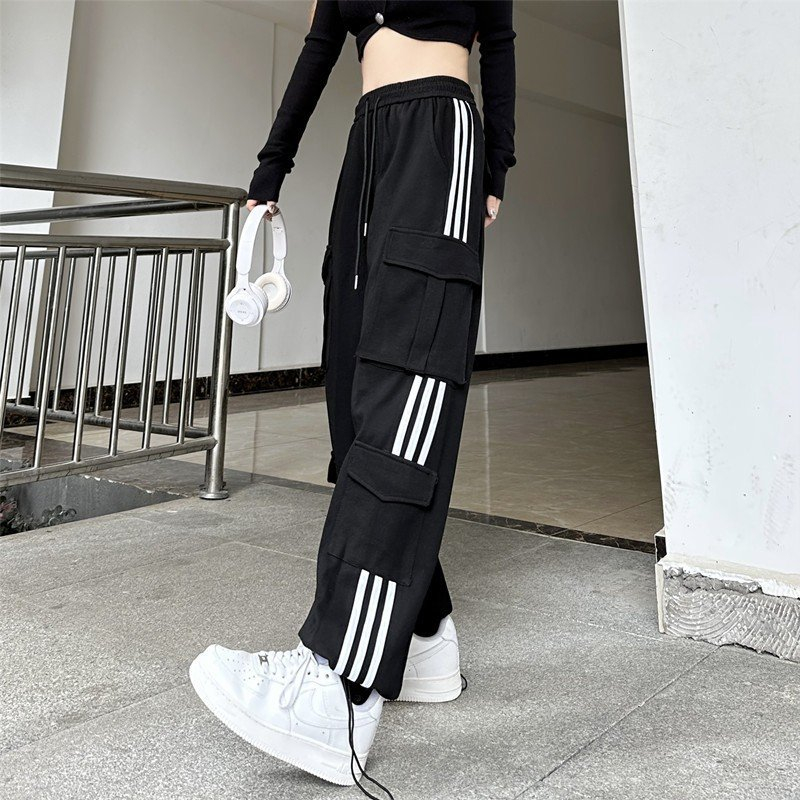 Quần kaki túi hộp phối 2 sọc GUZ, quần jogger cạp cao ống suông rộng đường phố hiphop, trẻ trung năng động