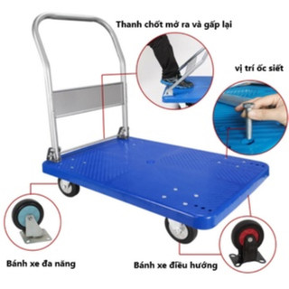 Xe Đẩy 4 Bánh Tải Trọng 200KG Gấp Gọn Đa Năng Chống Ồn