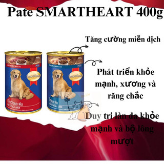 Thức ăn cho chó dạng Pate vị bò và gà Smartheart lon 400g