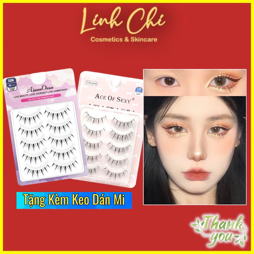 Lông Mi Giả Gân Trong Cao Cấp Tự Nhiên Mềm Nhẹ (Tặng Kèm Keo Gắn Mi)