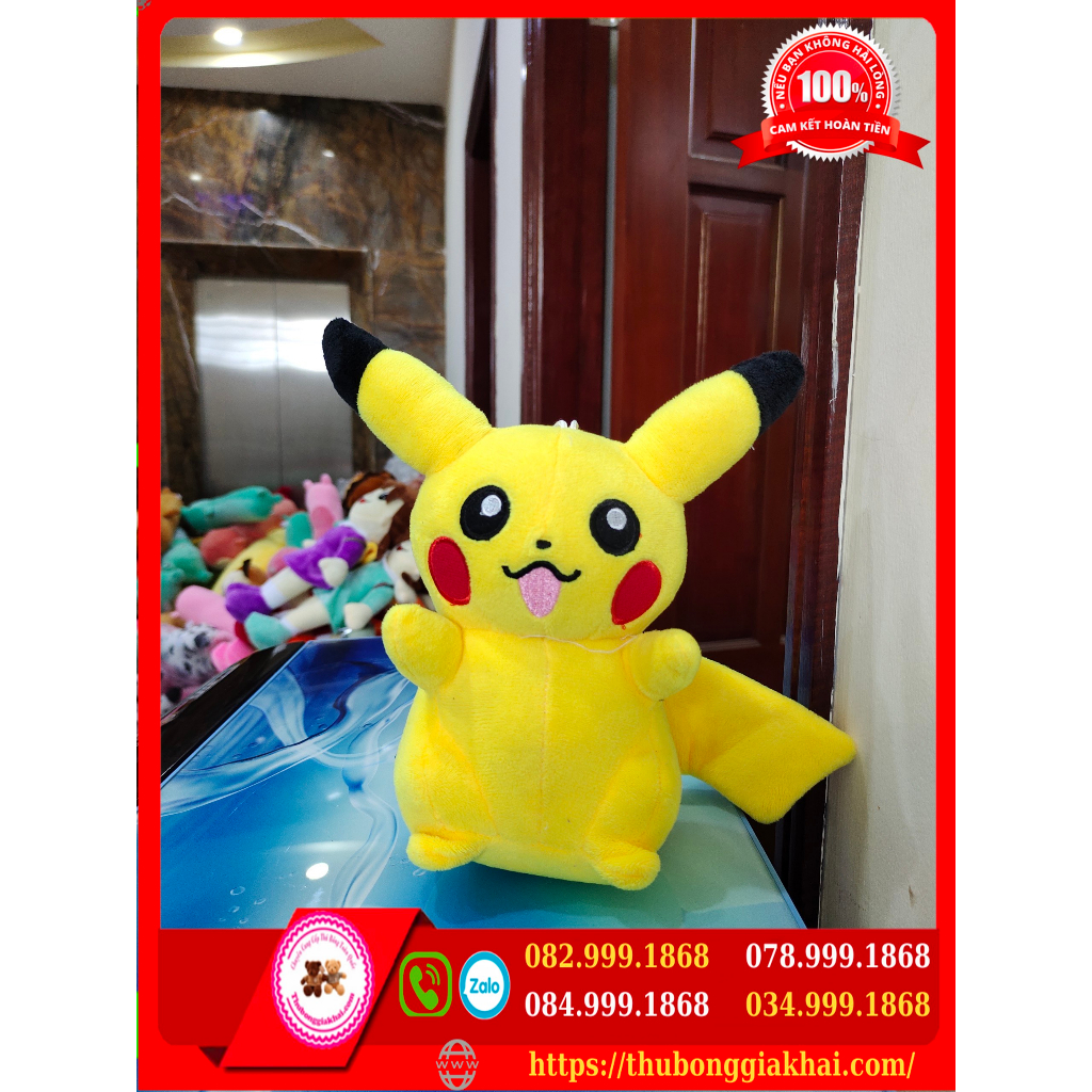 Gấu Bông Pikachu Nhí 20cm Vải Nhung Mền Mịn