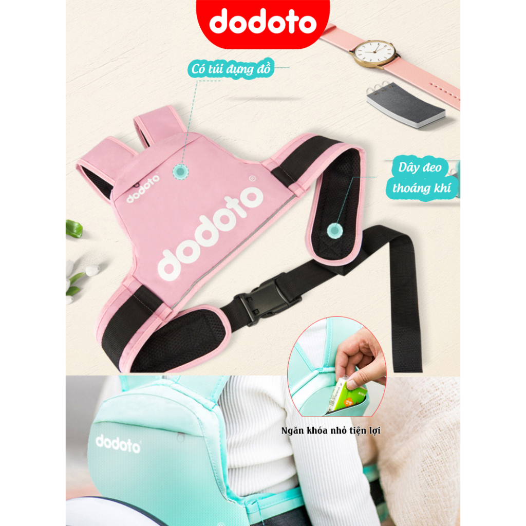 Đai đi xe máy cho bé 1-10 tuổi dodoto, đeo vai, thắt lưng, đai giữ bé ngồi xe máy màu vàng chuột mickey