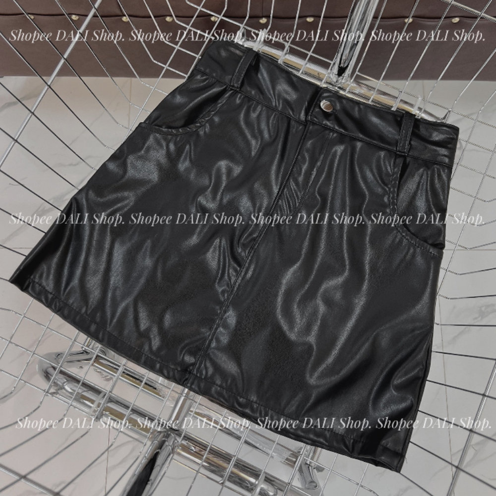 Chân váy da chữ A màu đen cá tính có quần trong, phong cách đơn giản basic năng động | BigBuy360 - bigbuy360.vn