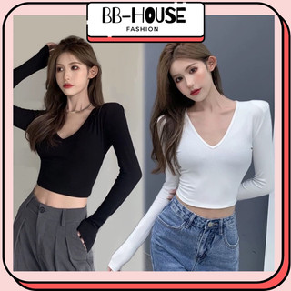 Áo thun croptop cổ tim len tăm EAPHA09