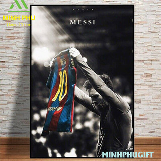 Tranh Treo Tường Cầu Thủ Bóng Đá Cristiano Ronaldo - Lionel Messi - Tranh Laminate Tráng Gương